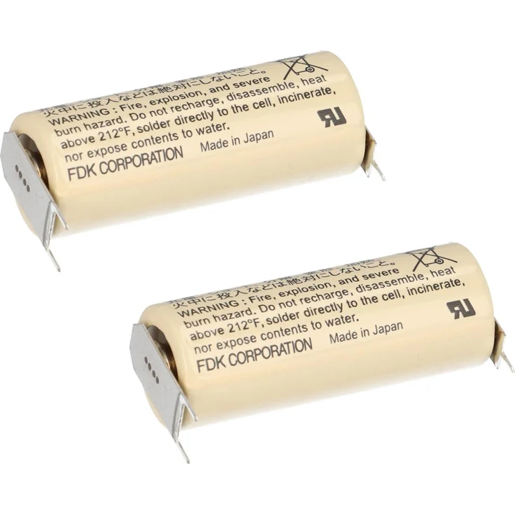 2x FDK Lithium 3V Batterie CR 17450 SE-FT1 A - Zelle Print 2-1 ++--