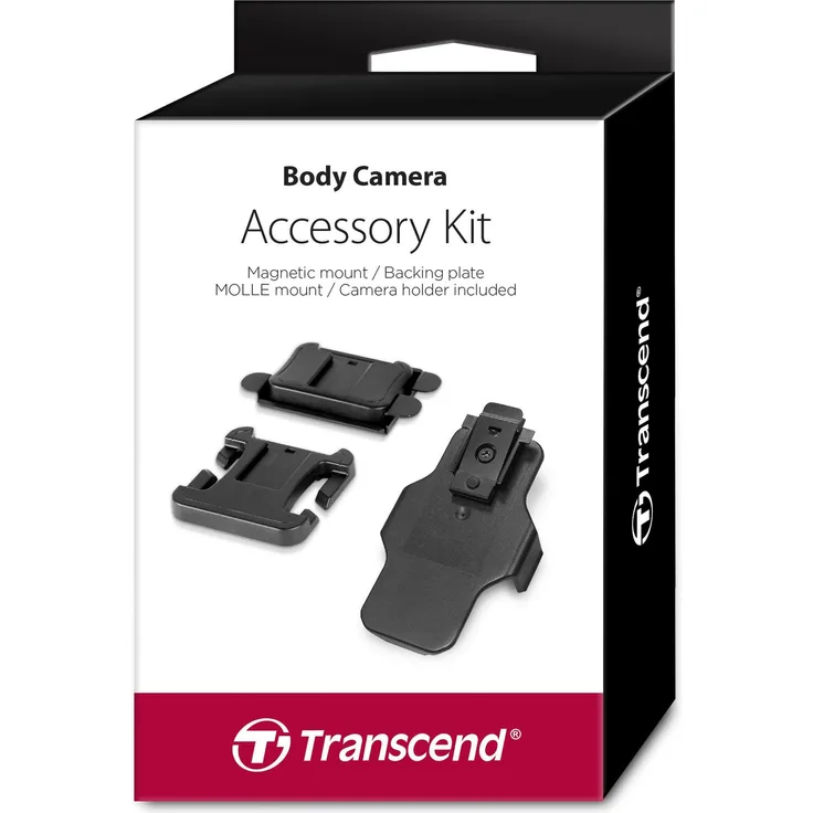Transcend TS-DBK2 Zubehör-Kit für Bodycam TS-32GDPB20A (enthält einen magnetischen Befestigungsclip, eine MOLLE Halterung und eine Kamera-Halterung)