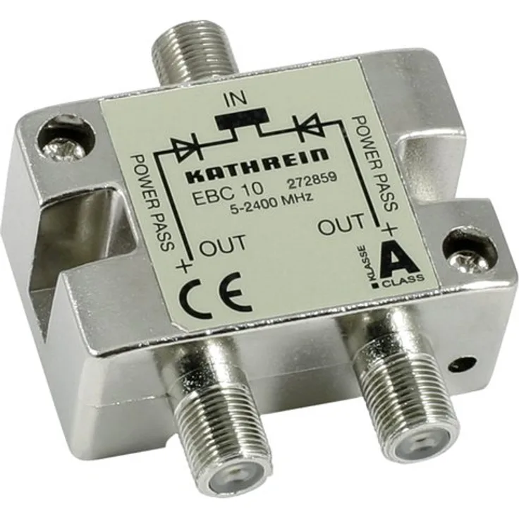 Kathrein EBC 10 2-fach-Verteiler (F-Anschluss, 5-2400 MHz, Rückweg- und UHF-tauglich, Fernspeisetauglich, Sat, TV, Kabel)