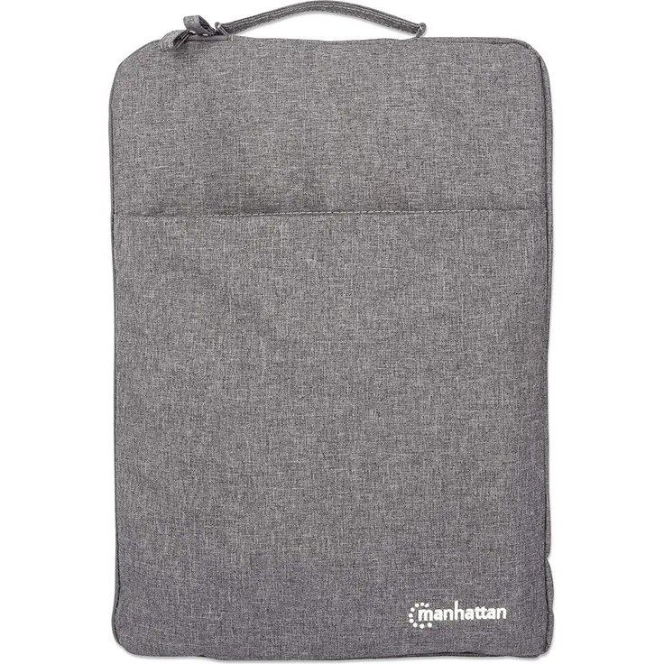 MANHATTAN Seattle Notebook Sleeve 15,6 Schutzhülle für Notebooks bis zu 15.6'', Top Load, Premiumpolsterung, wasserfest, ein Innenfach, ein Frontfach, anthrazit (439817)