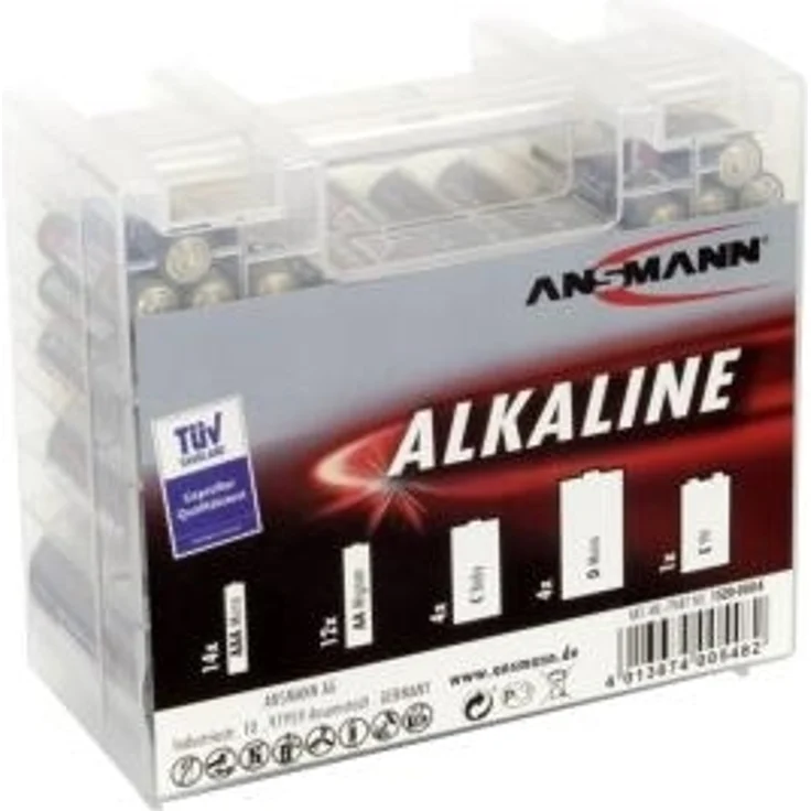 ANSMANN Alkaline Batterie Box 1.5V - Longlife Alkalibatterien - Sparpaket in einer robusten Vorratsbox inkl. 14x Micro AAA 12x Mignon AA 4x Baby C 4x Mono D 1x E-Block 9V - 35 Stück – Bild 2