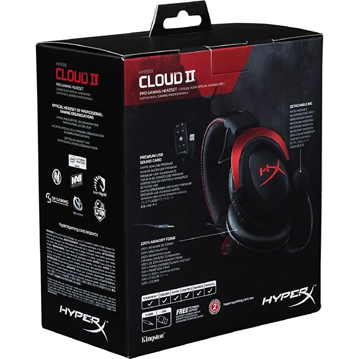 Kingston HyperX Cloud II Schwarz/Rot, Klinke, USB - Gaming Kopfhörer für PC, PS4, Mac (KHX-HSCP-RD) – Bild 6