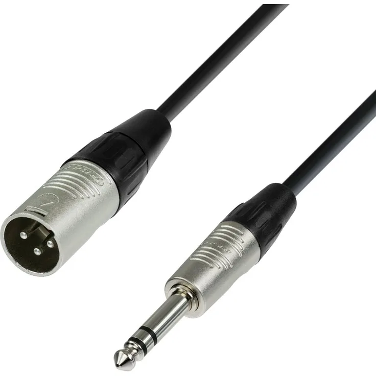 Adam Hall 4 Star Series Mikrofonkabel, Rean XLR männlich auf 6.3mm Stereo-Klinke, 3m