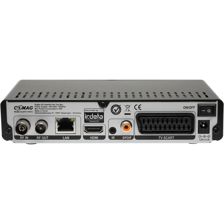 Comag SL65T2 Full-HD HEVC DVB-T-T2 Receiver, PVR Ready, H.265, HDTV, HDMI, IRDETO Zugangssystem für Freenet TV, Mediaplayer, USB 2,0, 12V, Schwarz – Bild 3