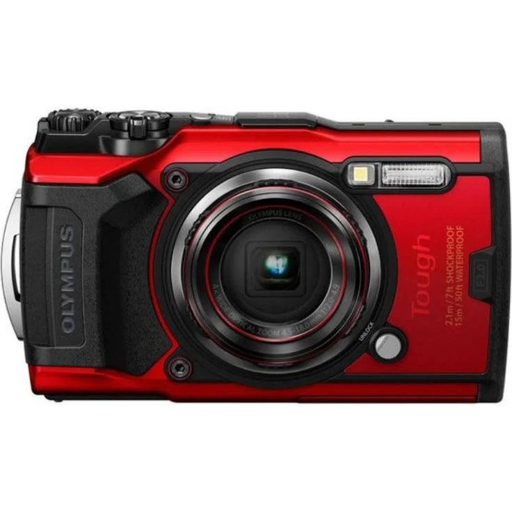 Olympus Tough TG-6 Actionkamera, 12 Megapixel Sensor, digitale Bildstabilisierung, 4x-Weitwinkel-Zoom, 4k-Video, 120fps, Wi-Fi, rot – Bild 1