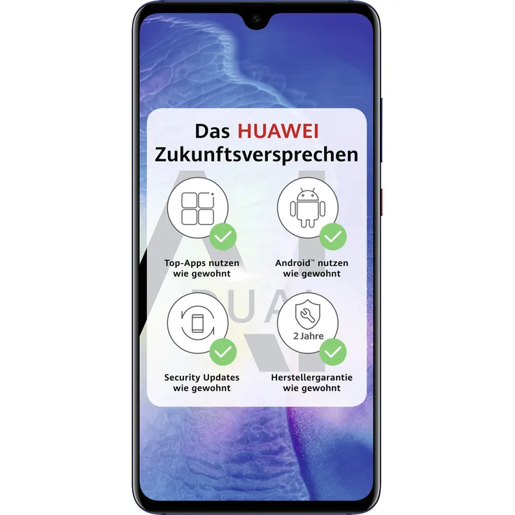 Huawei Mate 20 Smartphone 16,6cm (6,5 Zoll) IPS-Display, 128GB interner Speicher, 4GB RAM, Dual-SIM, Android 9.0, Blau