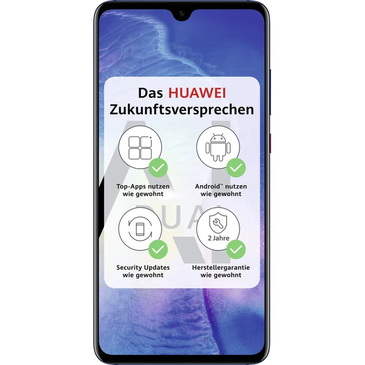 Huawei Mate 20 Smartphone 16,6cm (6,5 Zoll) IPS-Display, 128GB interner Speicher, 4GB RAM, Dual-SIM, Android 9.0, Blau – Bild 1