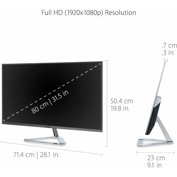 ViewSonic VX3276-mhd-2 - 32 Zoll, Full HD (1920 x 1080), IPS-Panel, 60Hz, 4ms, 250cd/m² – Bild 4