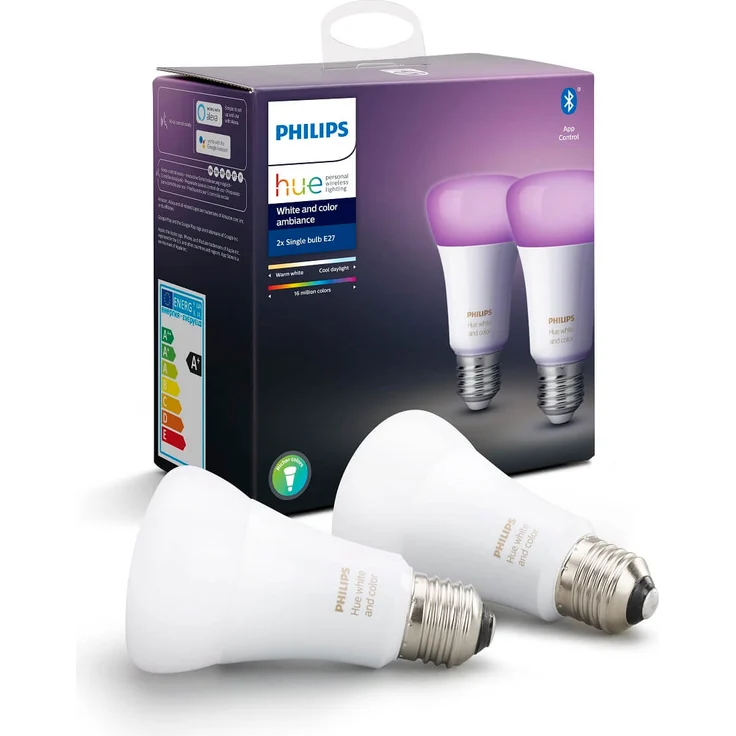 Philips Hue White & Color Ambiance E27 LED Lampe Doppelpack, dimmbar, bis zu 16 Millionen Farben, steuerbar via App, kompatibel mit Amazon Alexa (Echo, Echo Dot), 2 Stück – Bild 2