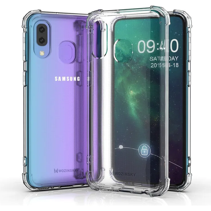 WOZINSKY Silikon TPU Case Panzer Hülle, geeignet für Samsung Galaxy A20e, Handy-Schutzhülle, transparent