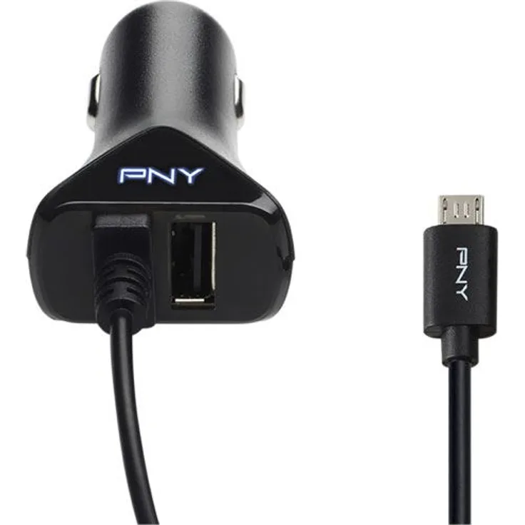 PNY Micro-USB Autoladegerät 2 Ladeanschluss 12 Volt für Smartphone-Tablet-GPS