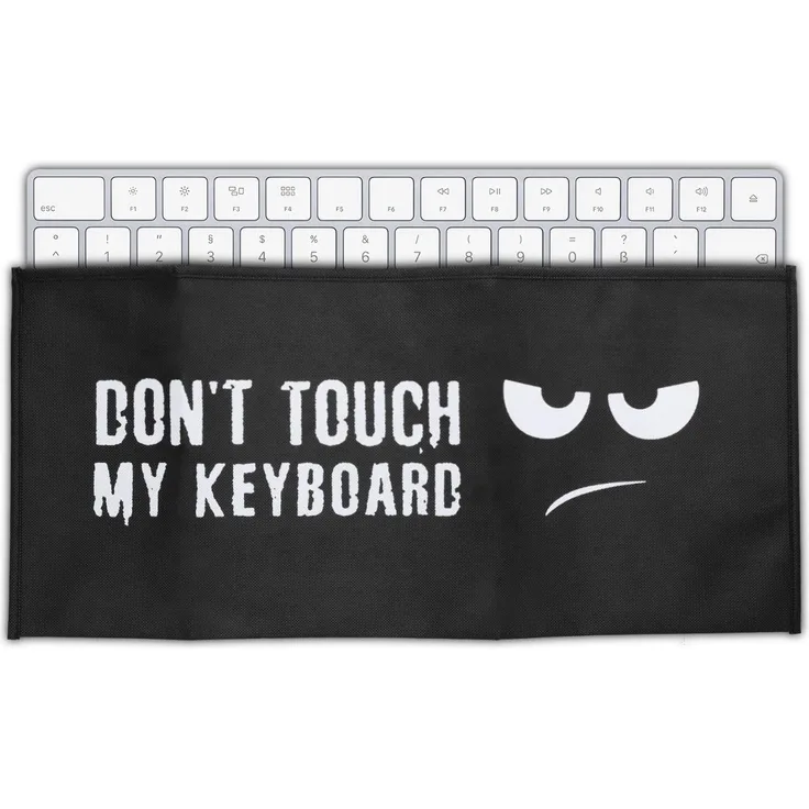 kwmobile Hülle kompatibel mit Apple Magic Keyboard - PC Tastatur Schutzhülle - Keyboard Staub Cover Case Don't Touch My Keyboard Weiß Schwarz