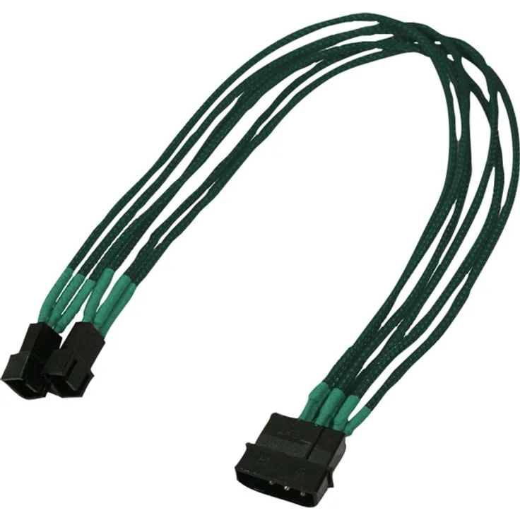 Nanoxia 900500015 4-Pin Molex -> 2x 3-Pin Adapterkabel, 30 cm, Grüner Einzelsleeve