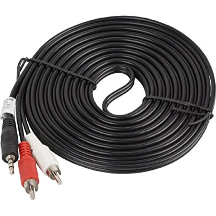 lanberg CA-MJRC-10CC-0050-BK Klinkenstecker auf 2X RCA Stecker Stereo-Audiokabel, 5m schwarz