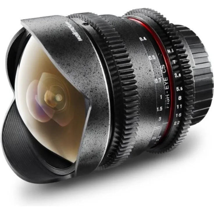 Walimex Pro 8 mm 1:3,8 VDSLR Fish-Eye-Objektiv Foto- und Video (feste Gegenlichtblende, IF, Zahnkranz, stufenlose Blende und Fokus) für Sony A Objektivbajonett schwarz