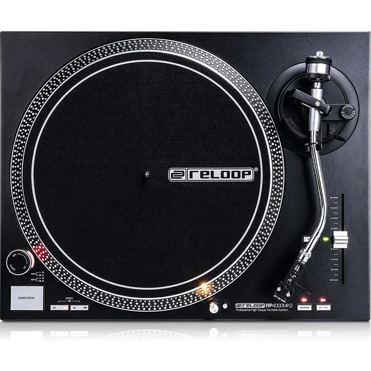 Reloop RP-4000 MK2 - DJ Plattenspieler mit starkem Torque Direktantrieb, Inkl. Plattenteller, OM Black Tonabnehmersystem, Headshell, Slipmat und Gegengewicht, schwarz – Bild 2