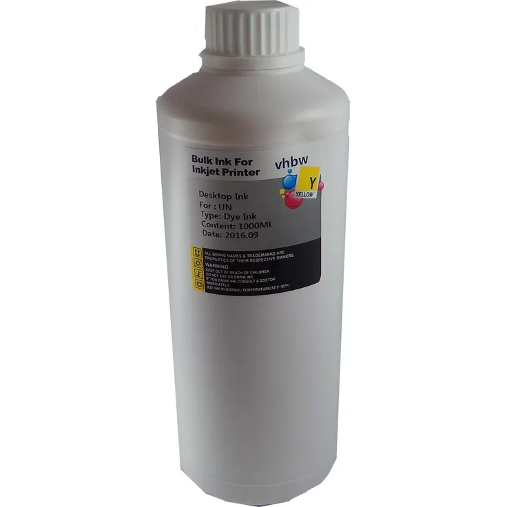 vhbw Nachfülltinte Tinte Yellow Gelb 1000ml DYE passend für HP, Epson, Canon, Brother, Dell, Samsung, Lexmark, Olivetti, Ricoh, etc..