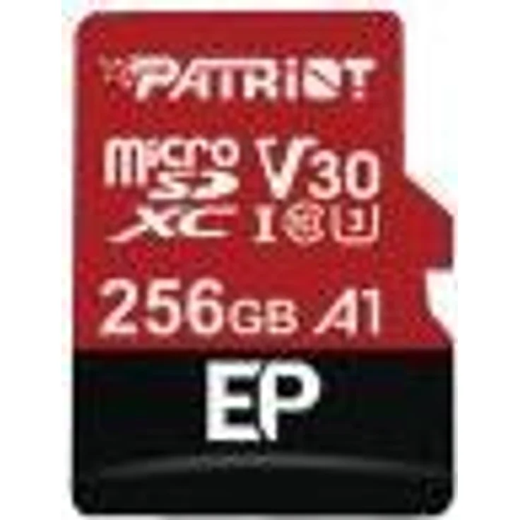 Patriot EP Series - Flash-Speicherkarte (microSDXC-an-SD-Adapter inbegriffen) - 256 GB - A1 / Video Class V30 / UHS-I U3 / Class10 - microSDXC UHS-I – Bild 1