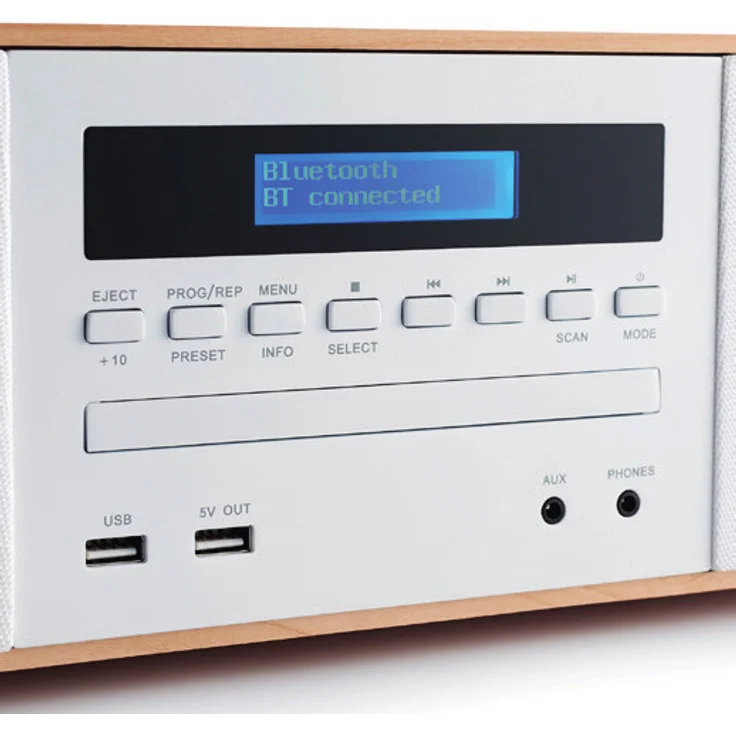 Thomson Micro Kompaktanlage MIC201BT Stereoanlage, Bluetooth, Radio, CD, MP3, USB, weiß, braun – Bild 2