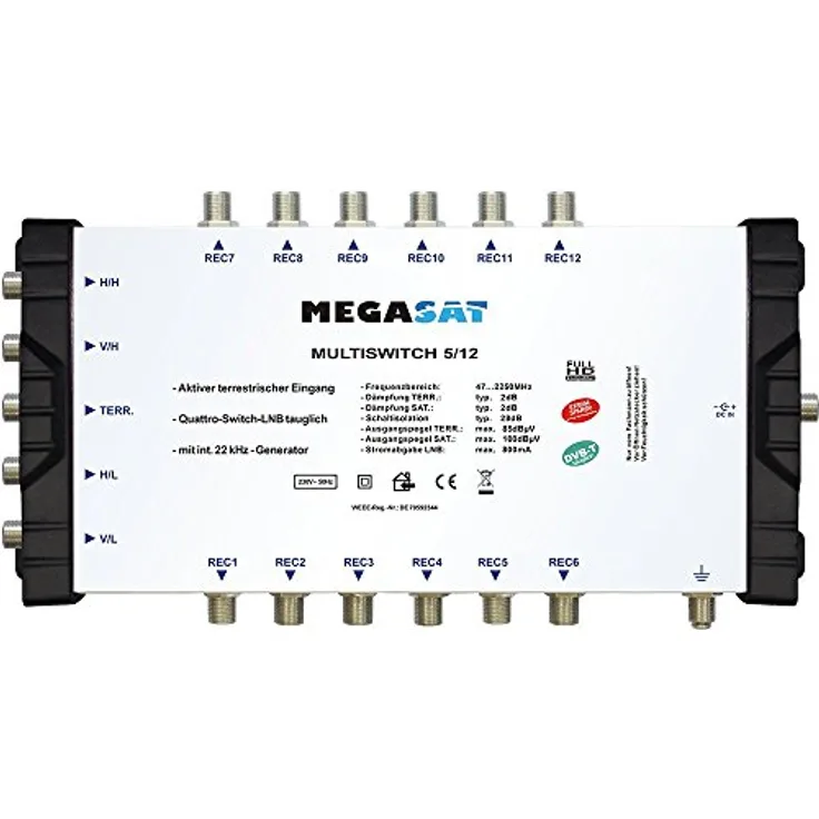 Megasat Multiswitch 5/12 - Multiswitch Satelliten-/terrestrisches Signal (600205)
