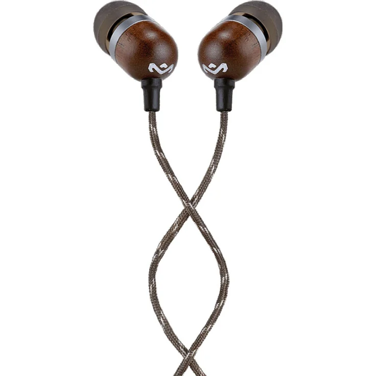 House of Marley Smile Jamaica In-Ear Kopfhörer, 1-Knopf Steuerung, Geräuschisolierung, 9,2mm Treiber, Mikrofon, Gelaufsätze in 2 verschiedenen Größen, verwicklungsfreies Kabel, Signature black – Bild 1
