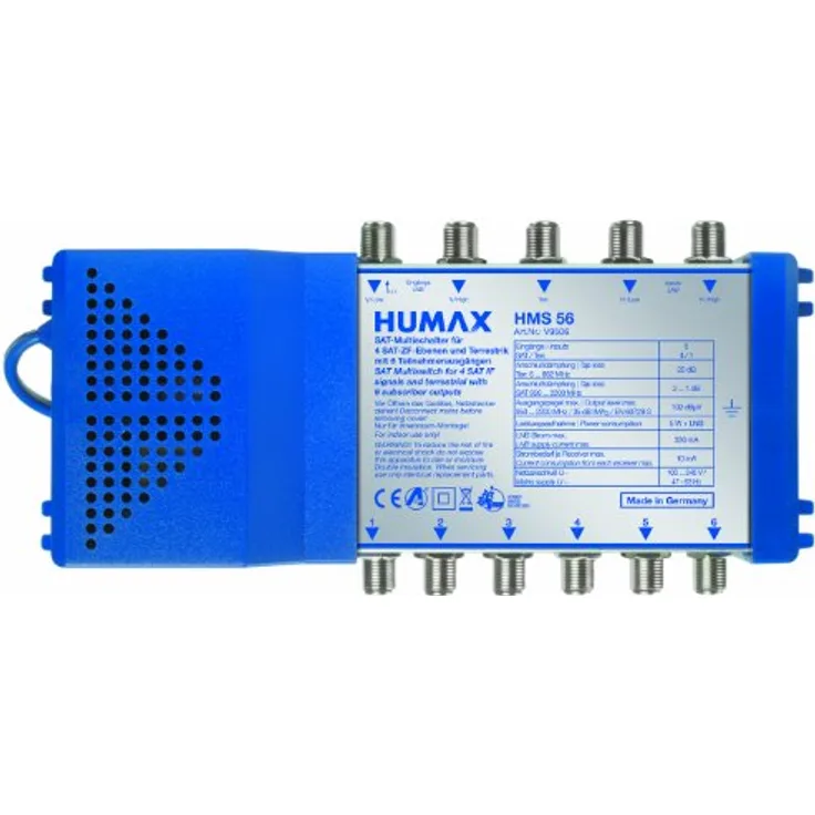 Humax HMS 56 5x6 Multischalter für 6 Teilnehmer (Quattro und Quad LNB, Netzteil mit Standby Funktion)