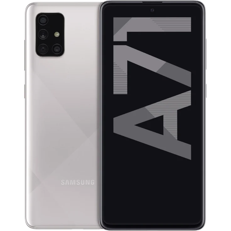 Samsung Galaxy A71 Smartphone 16,95cm (6,7 Zoll) SAMOLED-Display, 128GB interner Speicher, 6GB RAM, Dual-SIM, Android, Haze Crush Silver - Preisvergleich – Bild 1