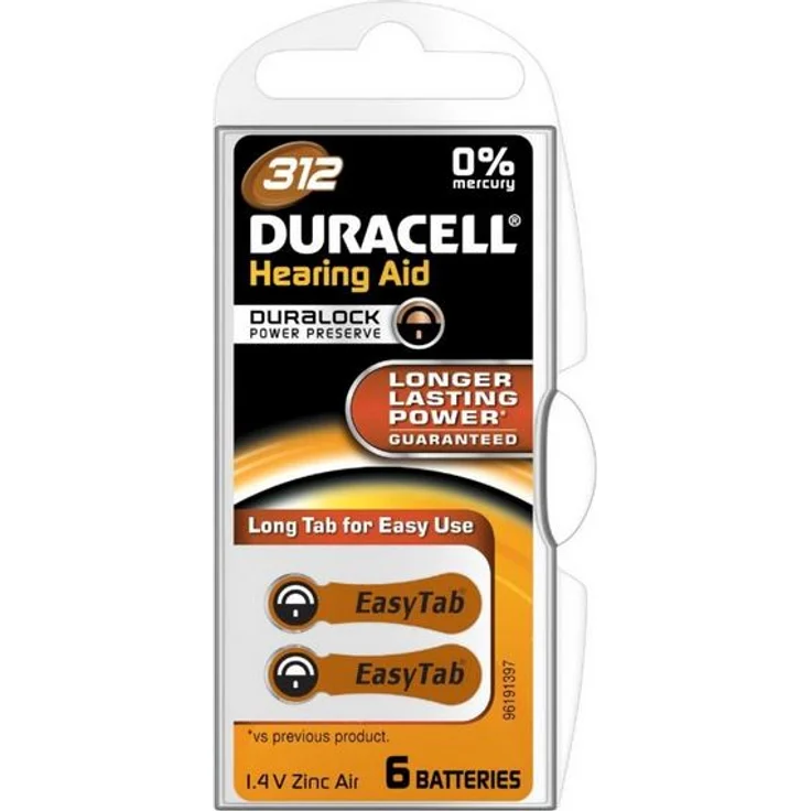 Duracell Hörgerätebatterien Größe 312, 6er Pack – Bild 1