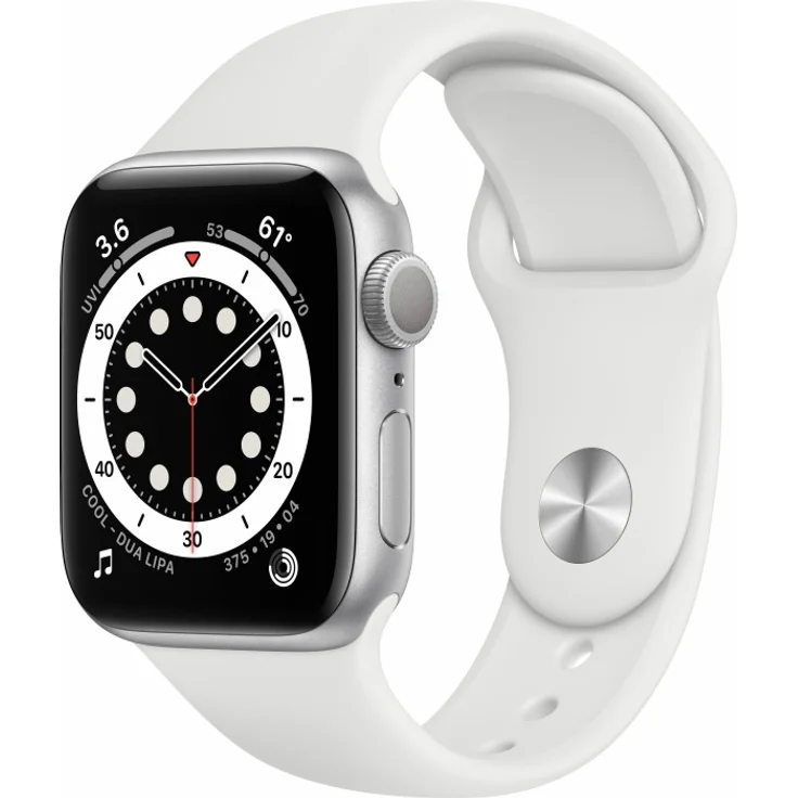 Apple Watch Series 6 Smartwatch GPS, 40mm, Aluminiumgehäuse Silber, Sportarmband Weiß – Bild 1