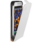 mumbi Echt Leder Flip Case kompatibel mit Samsung Galaxy S4 Mini Hülle Leder Tasche Case Wallet, Weiss