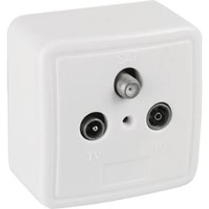 Goobay 68852 3-Loch Antennen-Dose (SAT - TV -Radio) für Unterputz- und Aufputz-Montage, Weiß