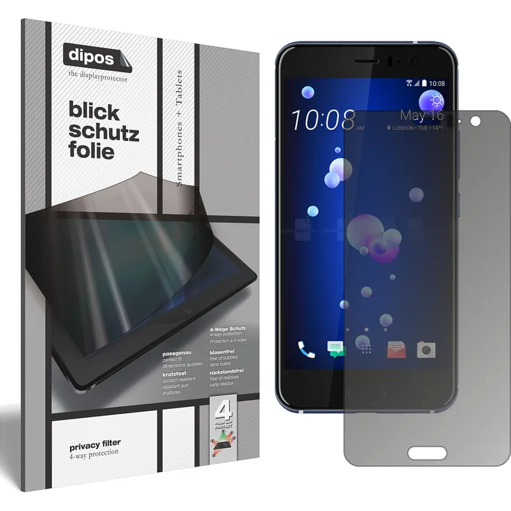 HTC U11 Schutzfolie Blickschutzfolie - Privacy Filter Displayschutzfolie mit AntiReflex Effekt