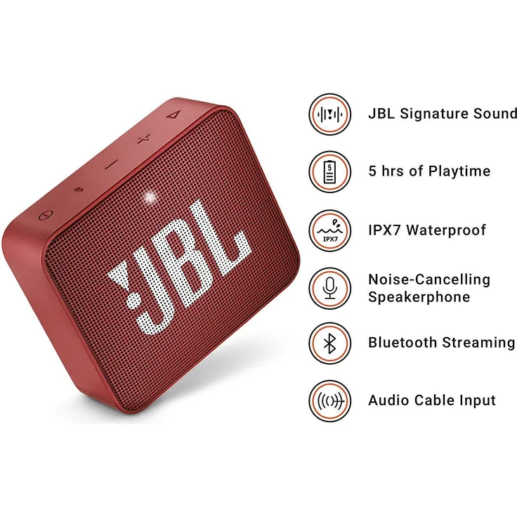JBL GO 2 Mini Bluetooth-Lautsprecher mit Mikrofon, wasserdicht, Rot – Bild 8