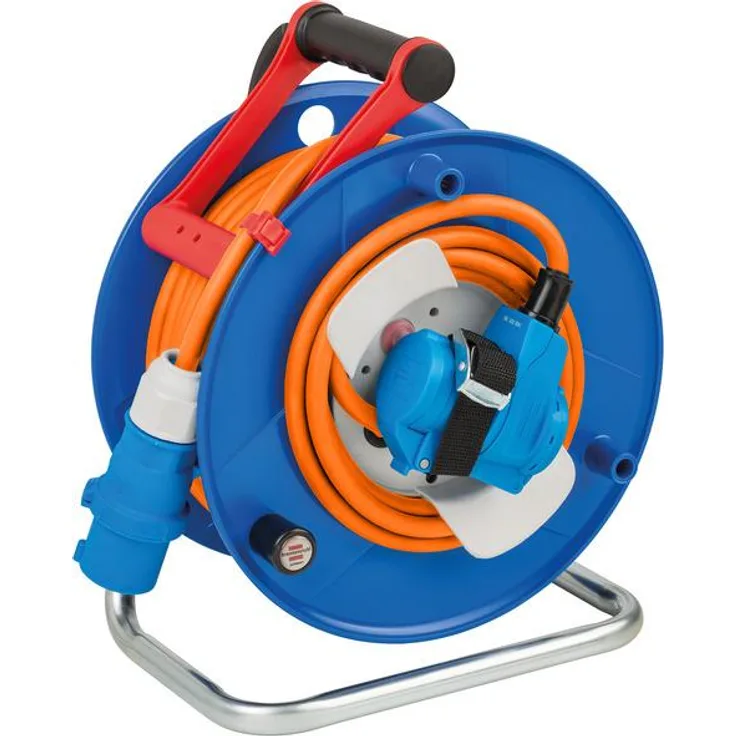 Brennenstuhl Camping-Kabeltrommel mit 25m Kabel in orange (E Kabeltrommel mit E-Winkelkupplung inkl) - 1182470100