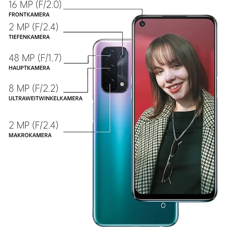Oppo A54 5G Smartphone 16,5cm (6,5 Zoll) LTPS-Display, 64GB interner Speicher, 4GB RAM, Dual-SIM, Android 11, Fanstastic Purple – Bild 6