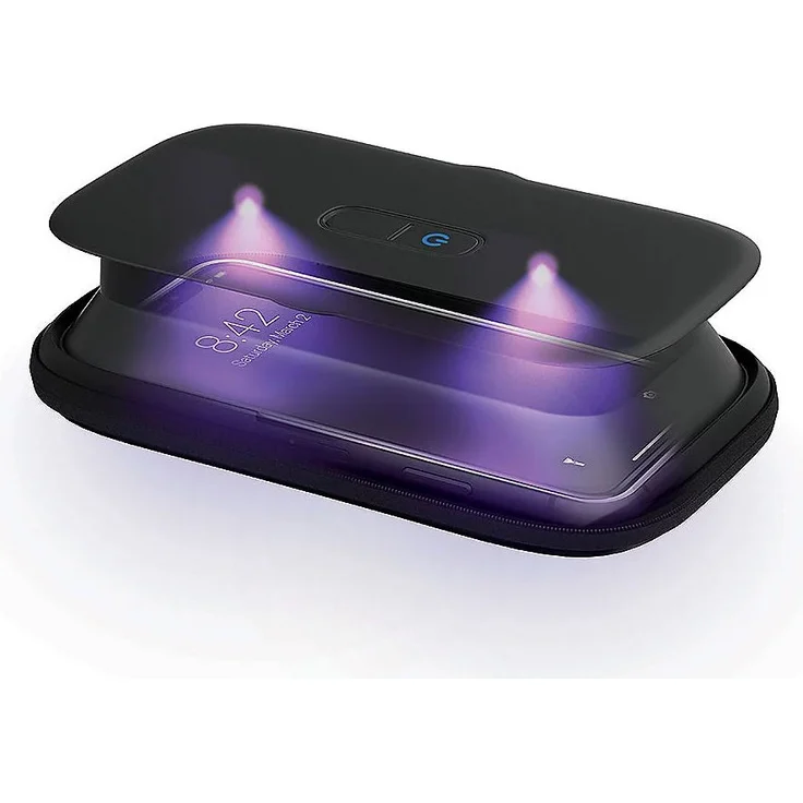 HoMedics tragbares UV-Desinfektions-Etui, geeignet für Smartphones, keimfrei in 1 Minute, für viele Modelle, Desinfektionsbox, schwarz – Bild 1