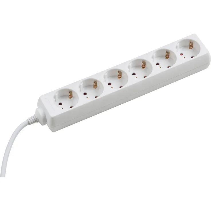 Meister Steckdosenleiste 6-fach - 1,4 m Kabel - weiß - Kunststoffleitung - IP20 Innenbereich - Steckerleiste - Mehrfachsteckdose - Tischsteckdose - Tido 6-fach - 7430410
