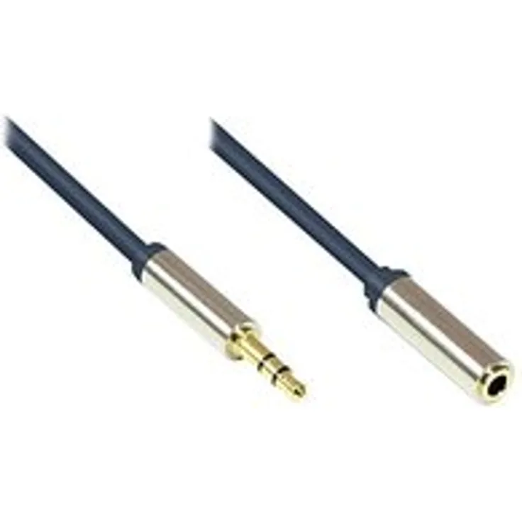 Good Connections GC-M0050 Audio Verlängerungskabel High-Quality 3,5 mm, Klinkenstecker auf Klinkenbuchse, OFC, Vollmetallgehäuse, 0,5m dunkel blau