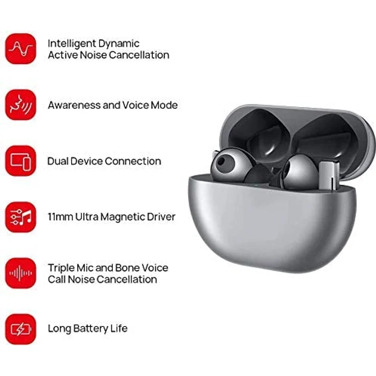 Huawei FreeBuds Pro, Silver Frost In-Ear Kopfhörer, mit Bluetooth, Mikrofon, Noise Cancelling, silber - Preisvergleich – Bild 13