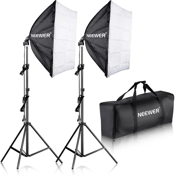 Neewer 60x60cm Softbox mit E27 Sockel 700W Studioleuchte Softbox Set, für Fotostudio-Porträts, Produktfotografie und Videoaufnahme