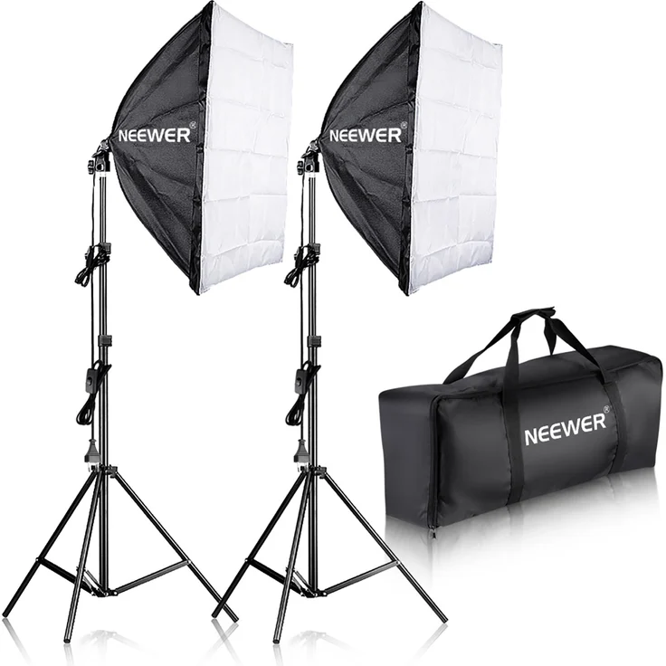 Neewer 60x60cm Softbox mit E27 Sockel 700W Studioleuchte Softbox Set, für Fotostudio-Porträts, Produktfotografie und Videoaufnahme – Bild 1