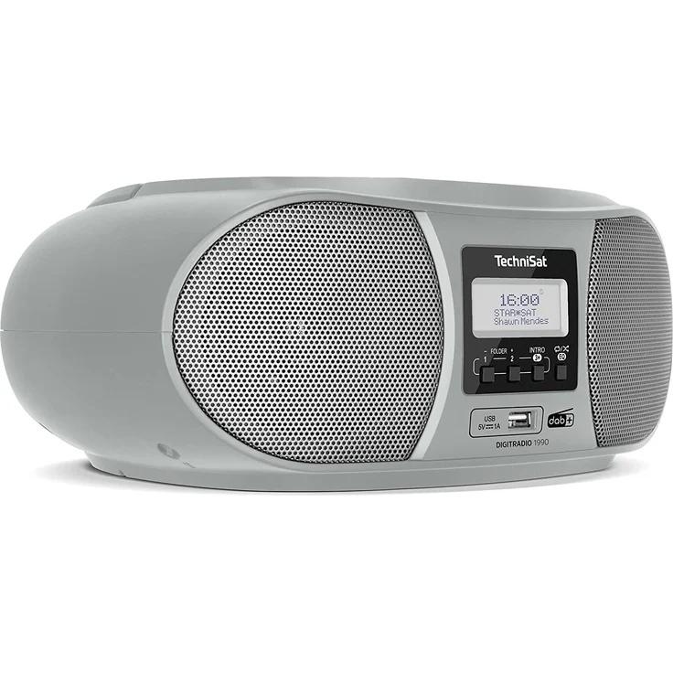 TechniSat DIGITRADIO 1990 - Stereo-Boombox mit DAB+/UKW-Radio und CD-Player (Bluetooth-Audiostreaming, Kopfhöreranschluss, USB, AUX in, Ladefunktion, Uhr, 2 x 1,5 Watt Ausgangsleistung) silber – Bild 2