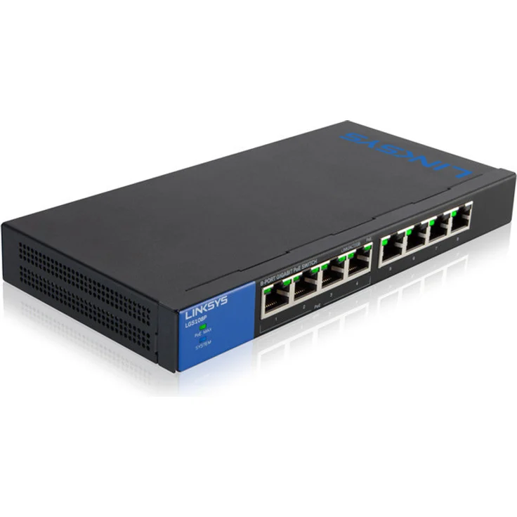 Linksys Administrativer Gigabit-Switch für Profis schwarz 8 Port mit PoE – Bild 1