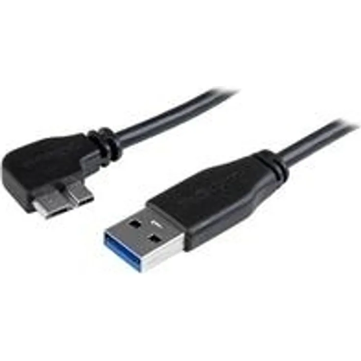StarTech.com schlankes SuperSpeed USB3.0 A auf Micro B Kabel - St/St - USB-Kabel - 9-polig USB Typ A (M) - 10-polig Micro-USB Typ B (M) - 2,0m (USB3.0) - Winkelverbinder, links - Schwarz (USB3AU2MLS)