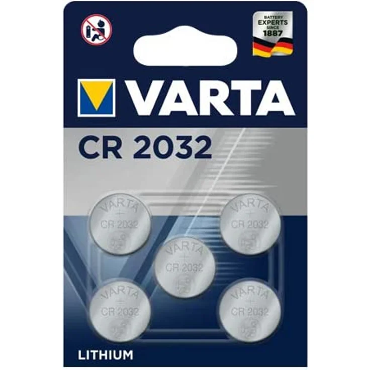 VARTA CR2032 Lithium Knopfzellen 3V Batterie in Original Blisterverpackung, 5er Pack – Bild 2