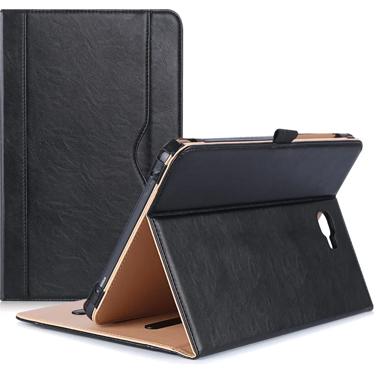 ProCase Hülle für Galaxy Tab A 10.1 T580 T585, mit Mehreren Betrachtungswinkeln, Dokumentenkarte Tasche -Schwarz