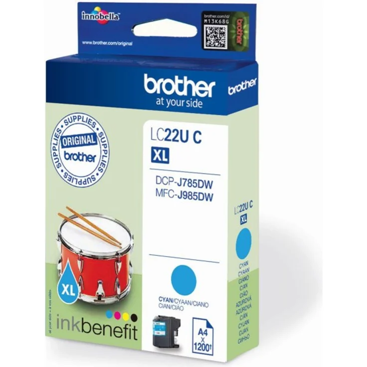 Brother Original Tintenpatrone LC-22UC cyan (für Brother MFC-J985DW und DCP-J785DW)