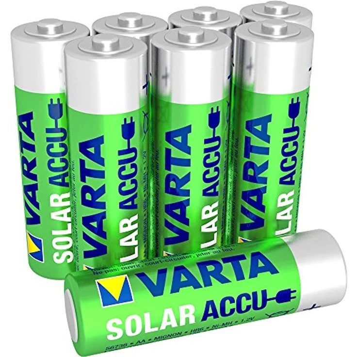 VARTA Recharge Accu Solar AA Mignon Ni-Mh Akku (wiederaufladbar ohne Memory-Effekt, 800mAh) 8er Pack – Bild 1