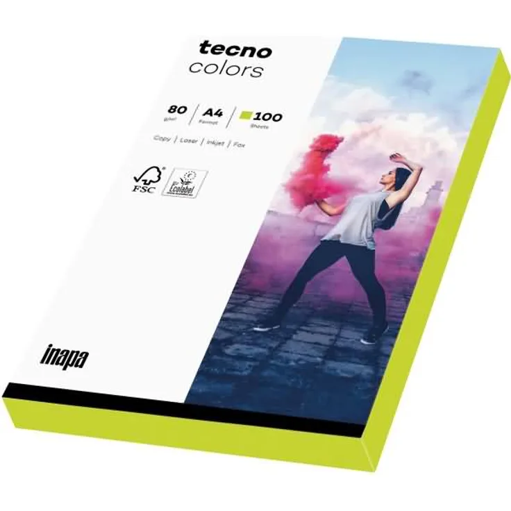 Inapa Multifunktionspapier tecno colors A4 80 g-qm VE=100 Blatt neon g