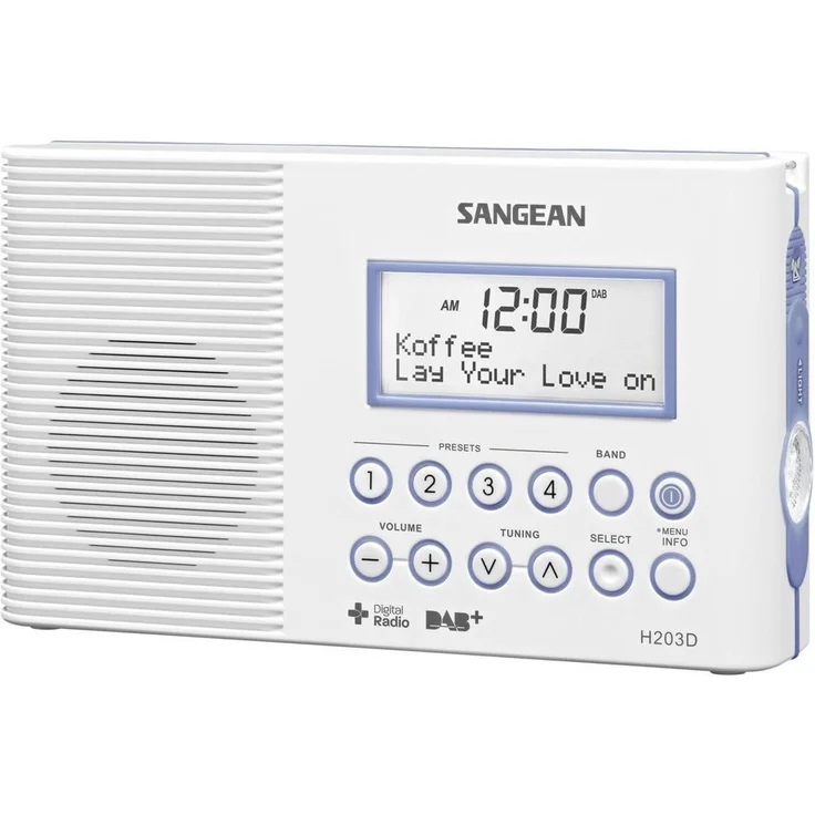 Sangean H-203 Tragbares Radio | Wasserdichtes DAB + und UKW-Radio | Digitale badradio | Mit Taschenlampe | weiß – Bild 1